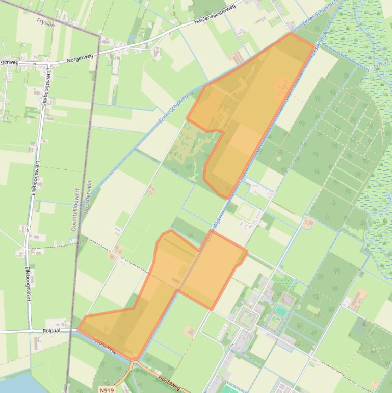 Kaart van postcodegebied 9341TD.