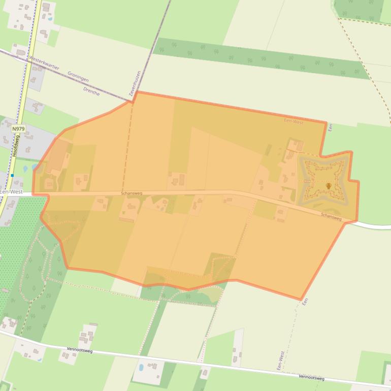 Kaart van postcodegebied 9343TE.