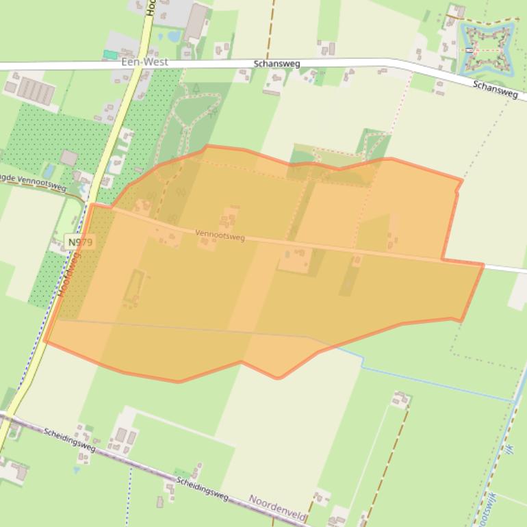 Kaart van postcodegebied 9343TG.