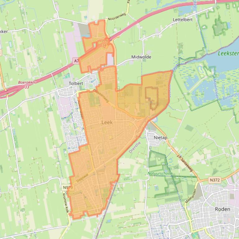 Kaart van postcodegebied 9351.