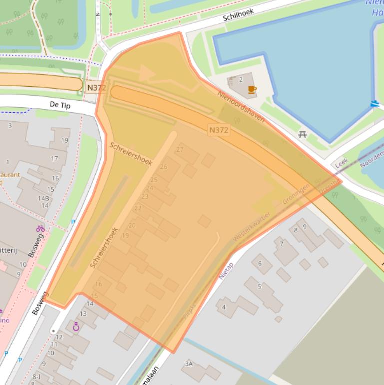 Kaart van postcodegebied 9351AG.
