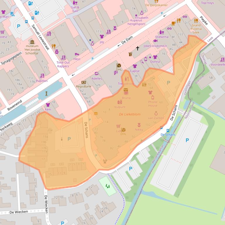 Kaart van postcodegebied 9351AZ.