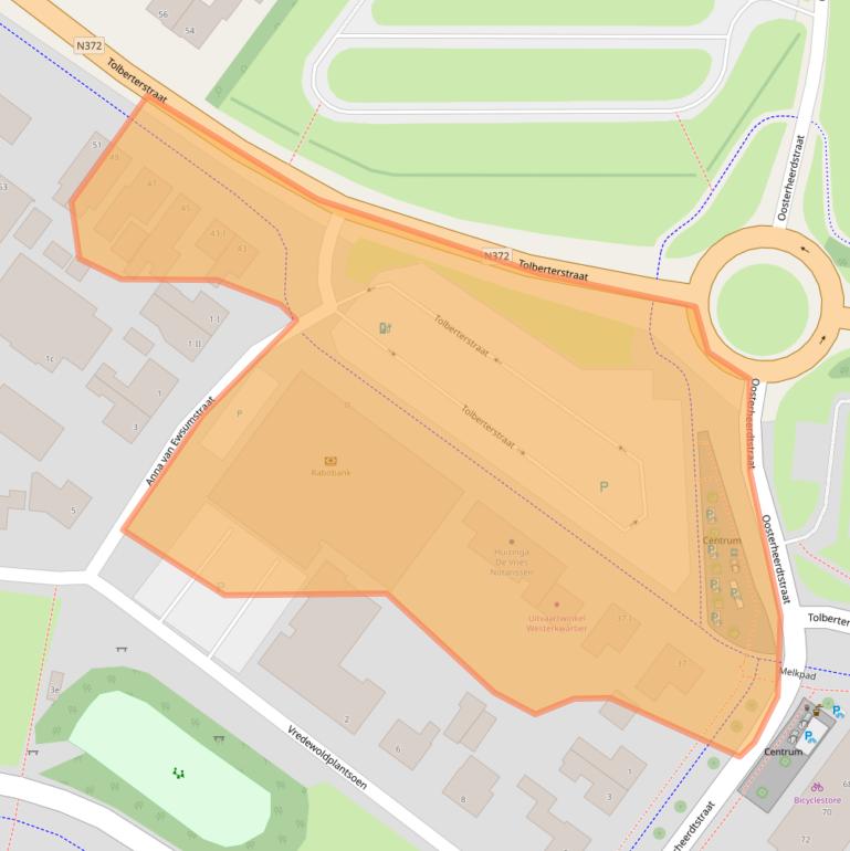 Kaart van postcodegebied 9351BC.