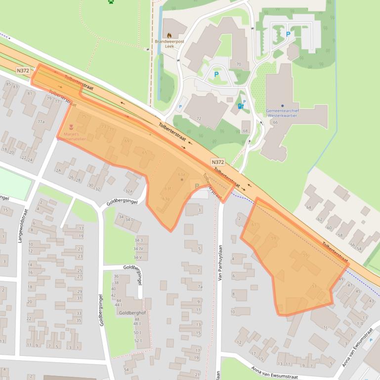 Kaart van postcodegebied 9351BD.