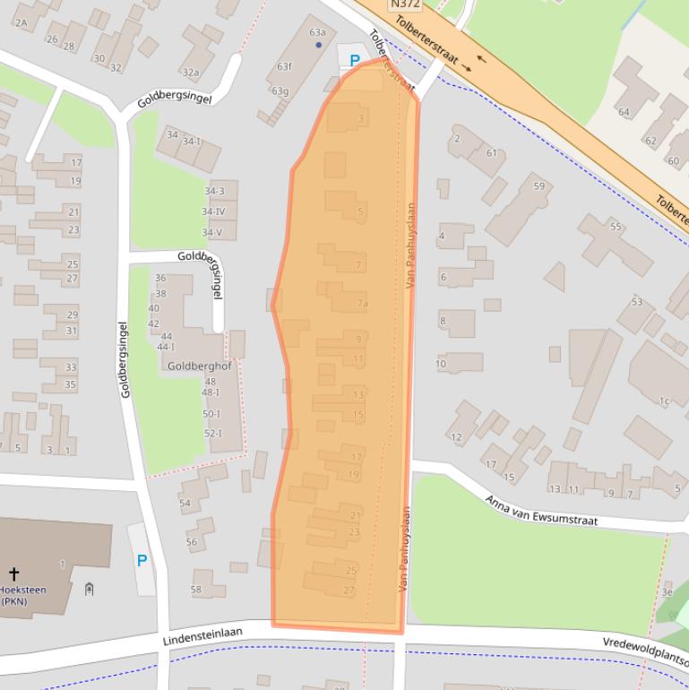 Kaart van postcodegebied 9351CA.