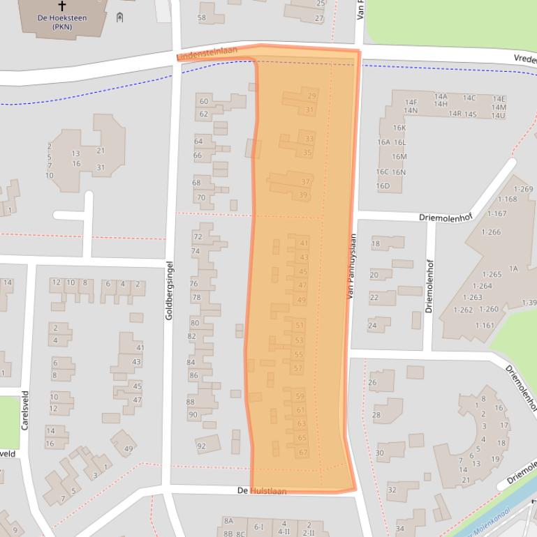 Kaart van postcodegebied 9351CB.