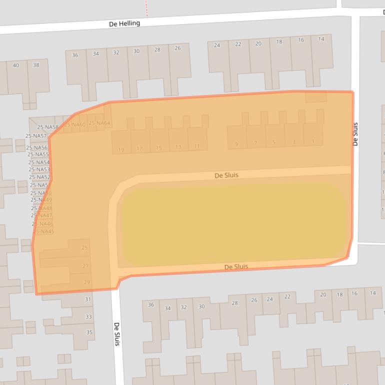 Kaart van postcodegebied 9351DA.