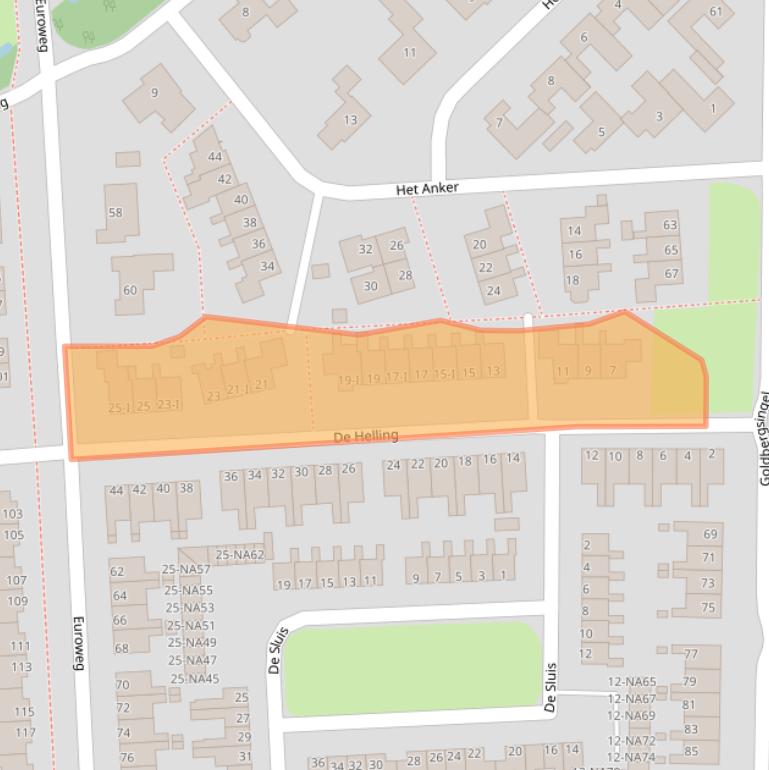Kaart van postcodegebied 9351DK.