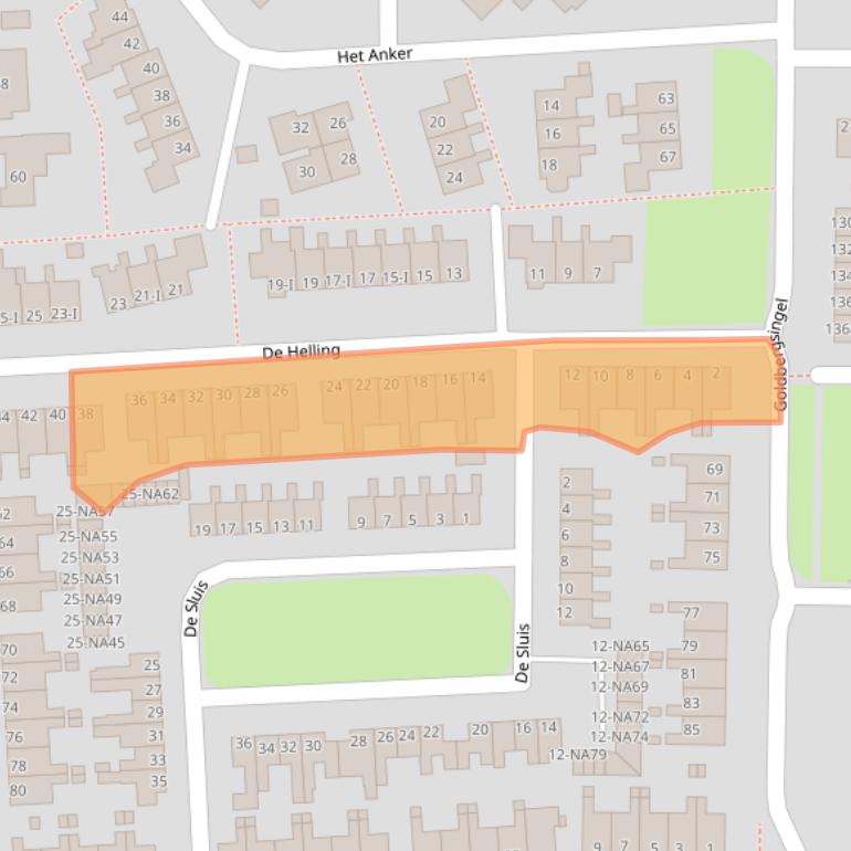 Kaart van postcodegebied 9351DM.