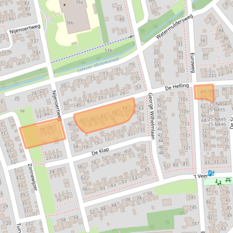 Kaart van postcodegebied 9351DN.