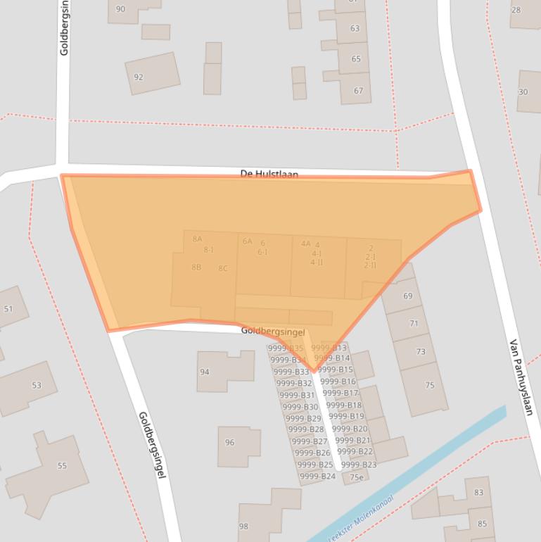 Kaart van postcodegebied 9351EB.