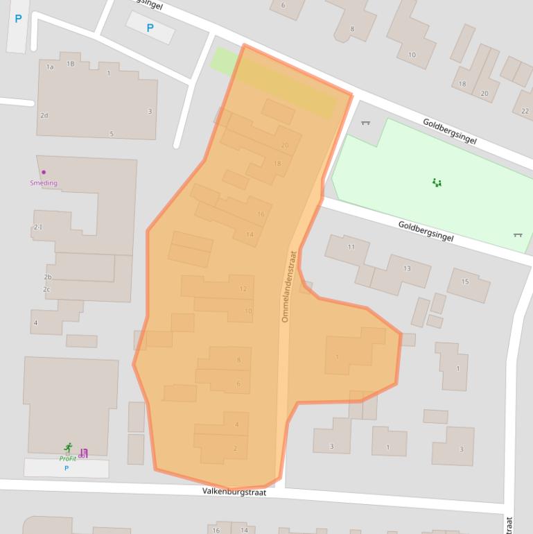 Kaart van postcodegebied 9351EL.