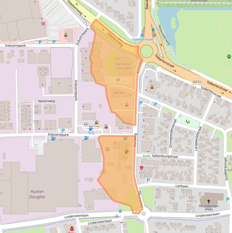 Kaart van postcodegebied 9351EM.