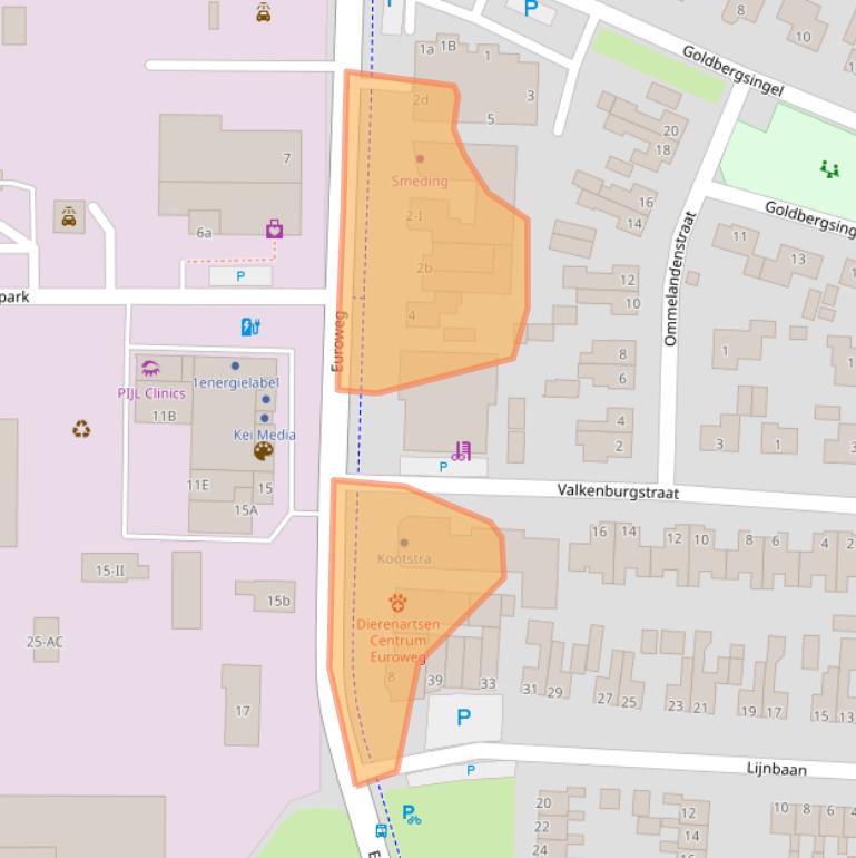 Kaart van postcodegebied 9351EN.
