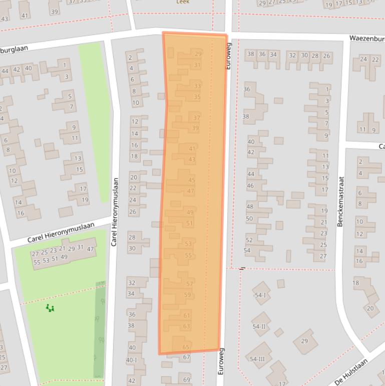 Kaart van postcodegebied 9351EP.