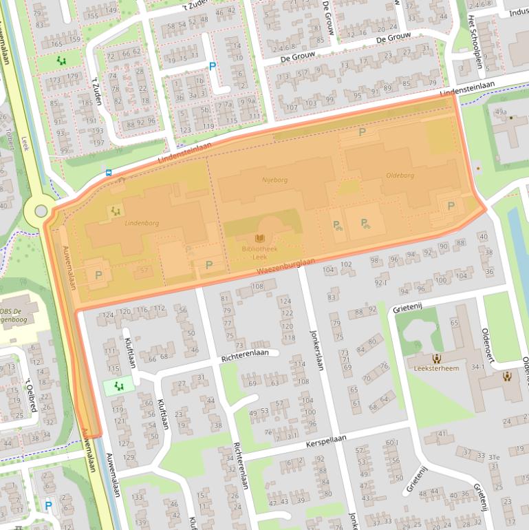Kaart van postcodegebied 9351HC.