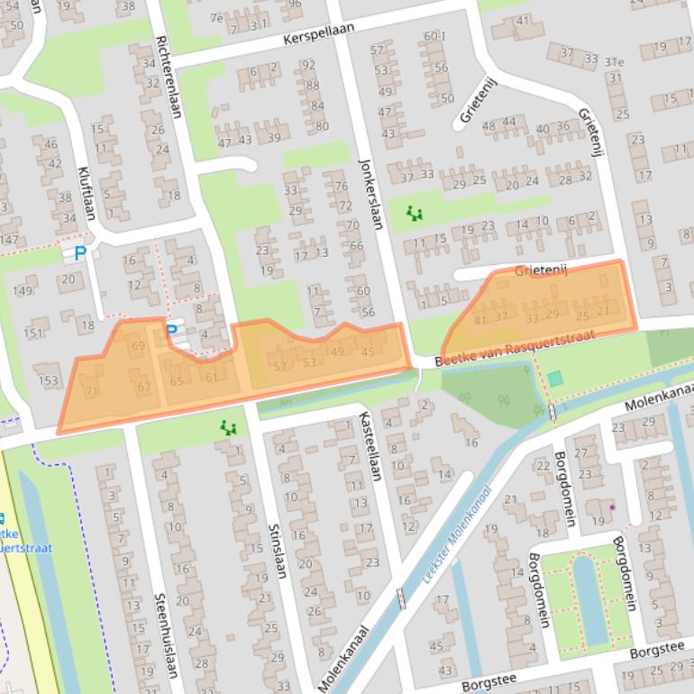 Kaart van postcodegebied 9351JB.