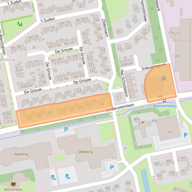 Kaart van postcodegebied 9351KC.