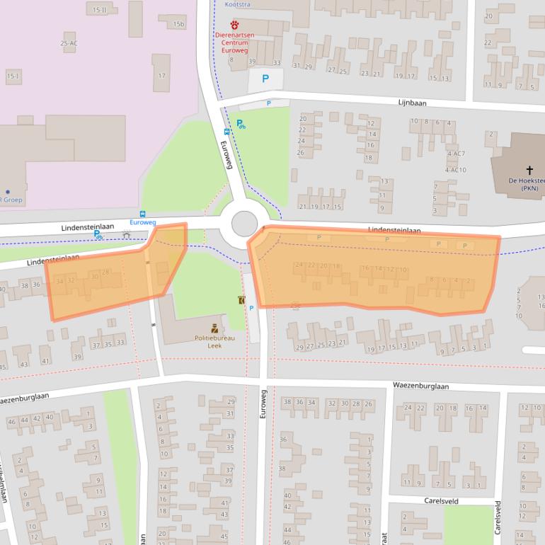 Kaart van postcodegebied 9351KE.