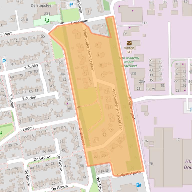 Kaart van postcodegebied 9351KM.