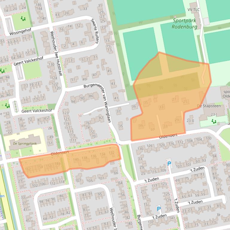 Kaart van postcodegebied 9351KT.