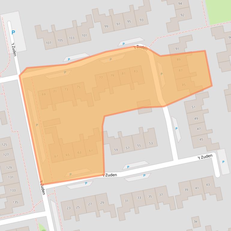 Kaart van postcodegebied 9351LC.