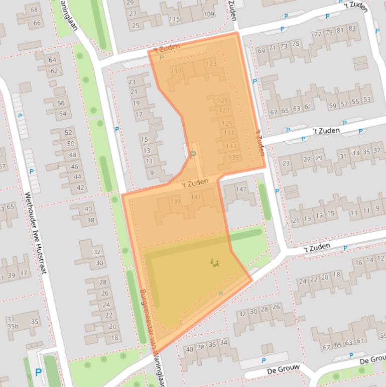 Kaart van postcodegebied 9351LE.