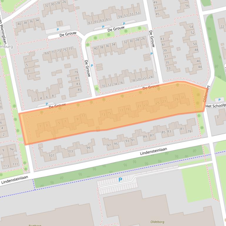 Kaart van postcodegebied 9351LL.