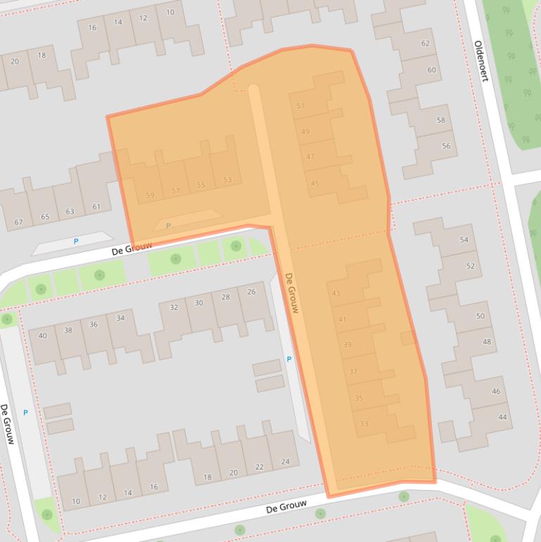 Kaart van postcodegebied 9351LM.