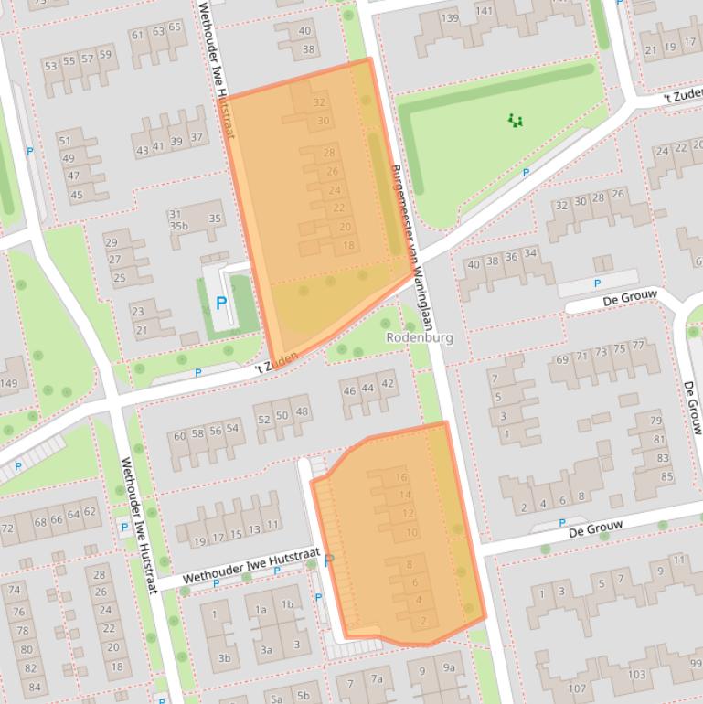 Kaart van postcodegebied 9351LT.