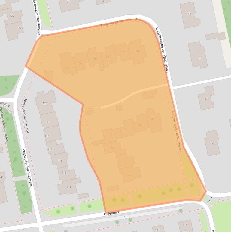 Kaart van postcodegebied 9351LW.