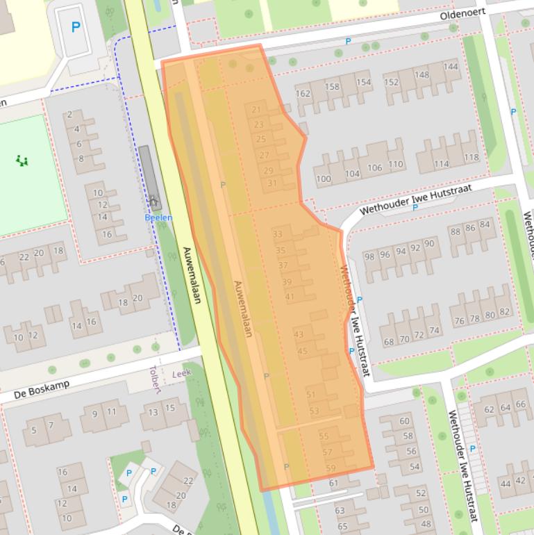 Kaart van postcodegebied 9351NA.