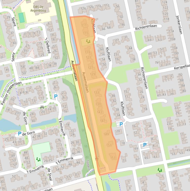 Kaart van postcodegebied 9351NC.