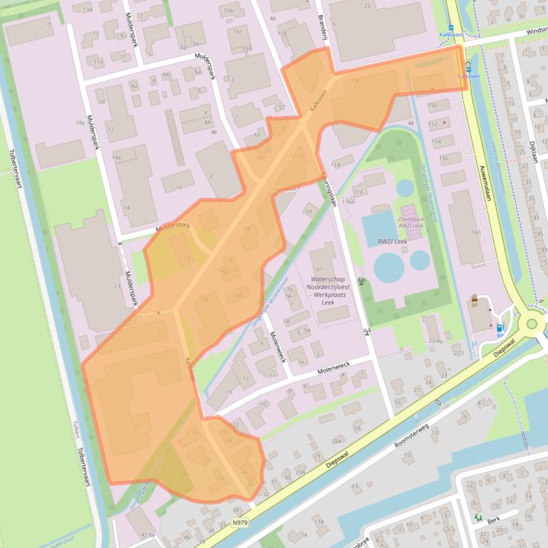 Kaart van postcodegebied 9351NP.