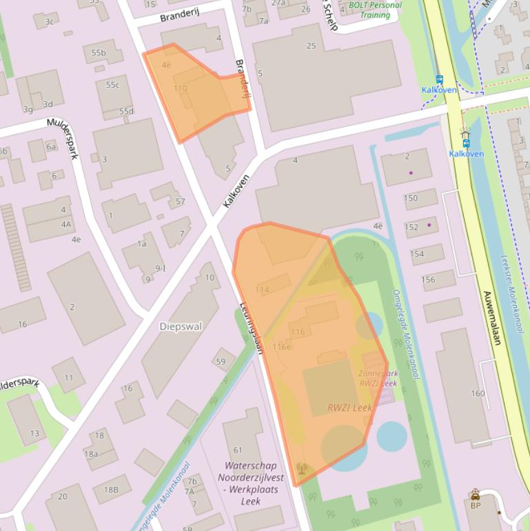 Kaart van postcodegebied 9351NS.