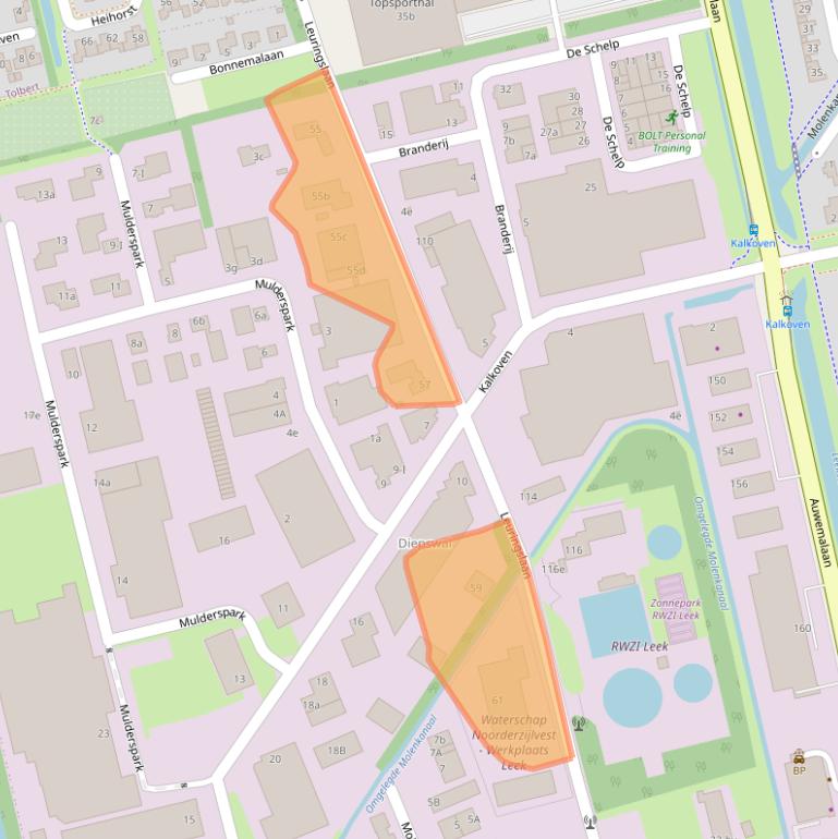 Kaart van postcodegebied 9351NT.