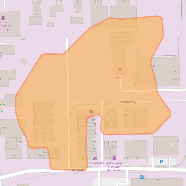 Kaart van postcodegebied 9351PD.
