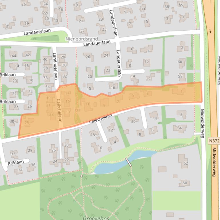 Kaart van postcodegebied 9351PJ.