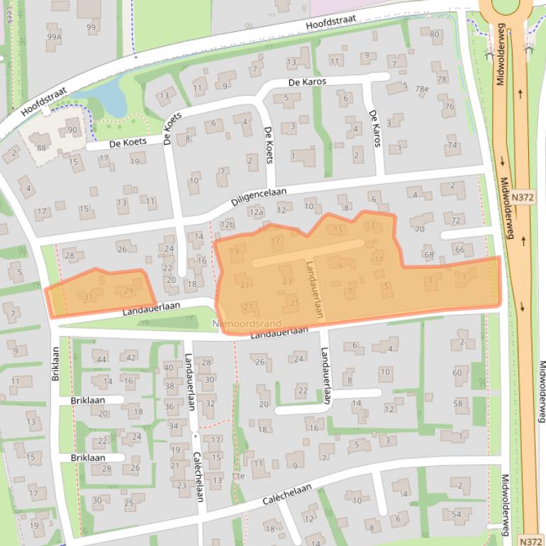 Kaart van postcodegebied 9351PN.