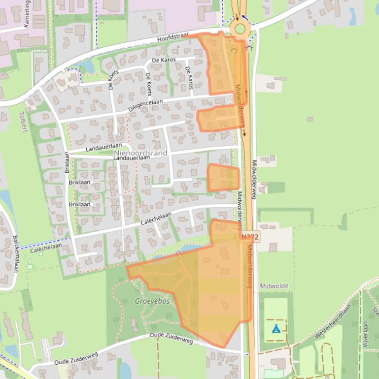 Kaart van postcodegebied 9351PT.