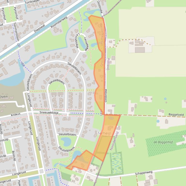 Kaart van postcodegebied 9351TE.