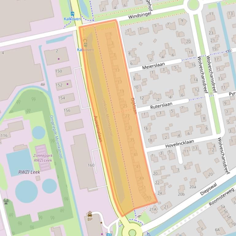 Kaart van postcodegebied 9351TG.