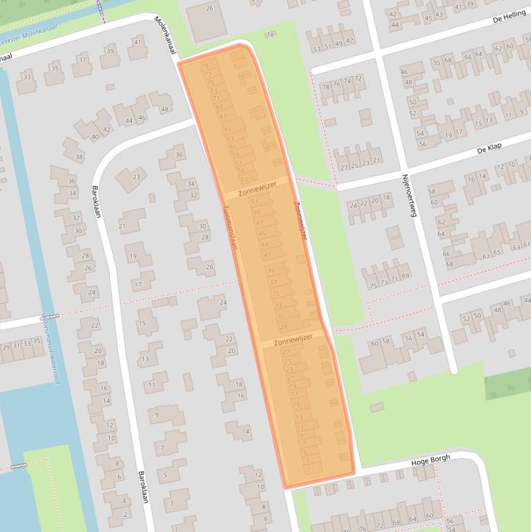 Kaart van postcodegebied 9351TP.