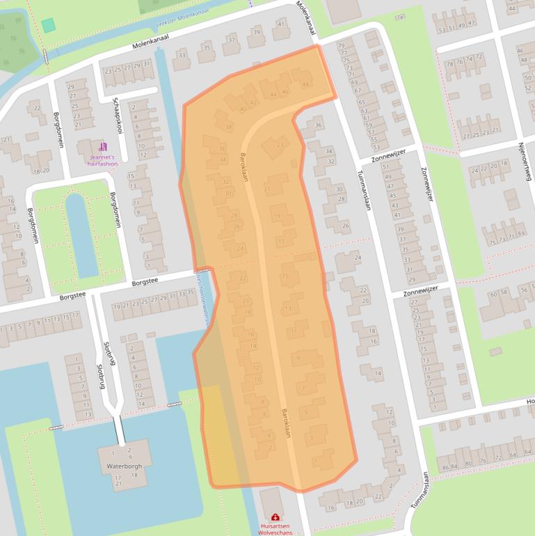 Kaart van postcodegebied 9351TR.