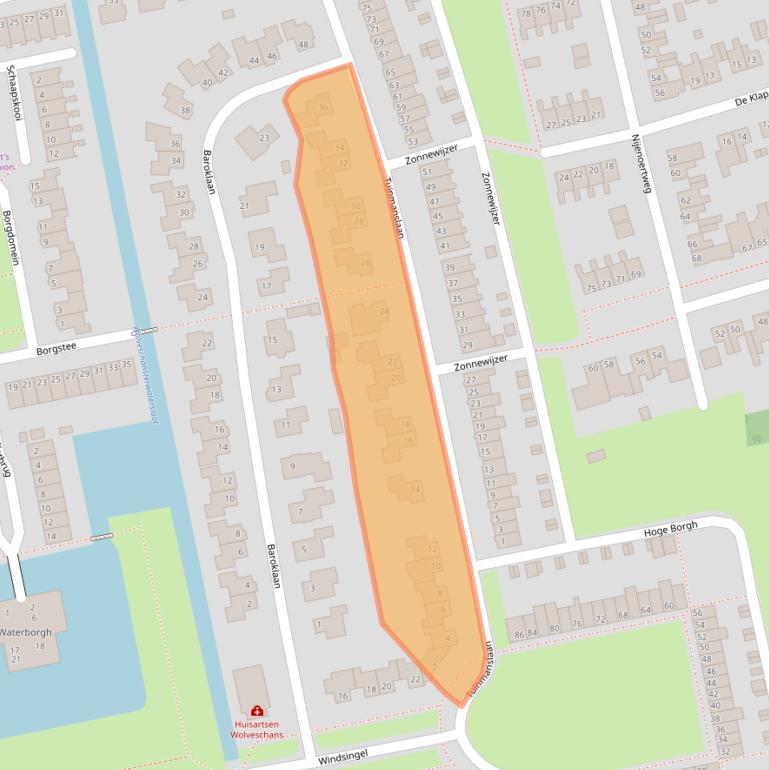 Kaart van postcodegebied 9351TT.