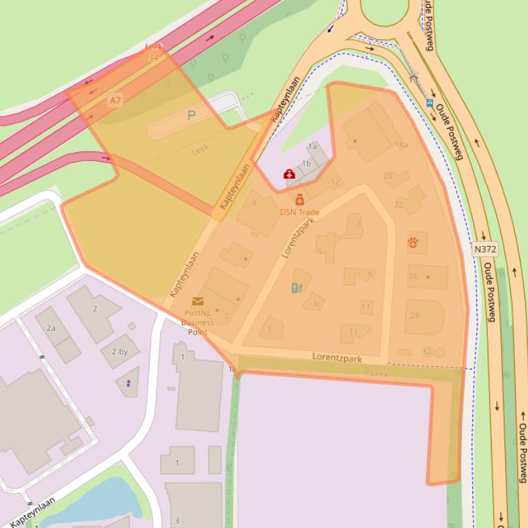 Kaart van postcodegebied 9351VJ.