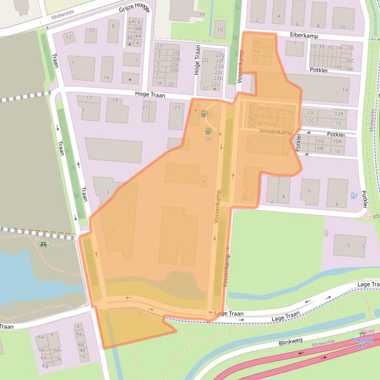 Kaart van postcodegebied 9351VR.