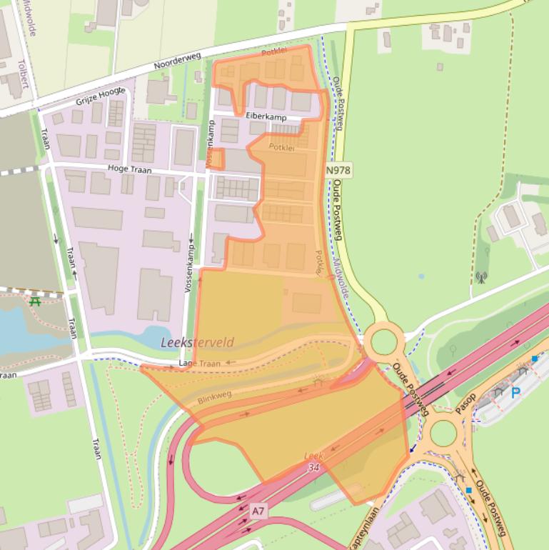 Kaart van postcodegebied 9351VS.