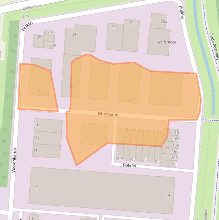 Kaart van postcodegebied 9351VT.
