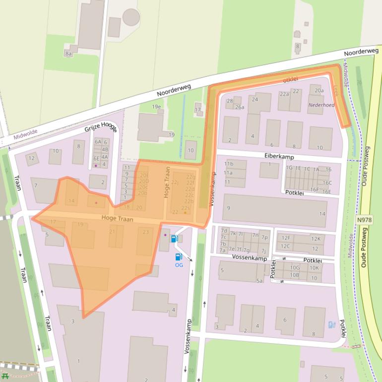 Kaart van postcodegebied 9351VV.